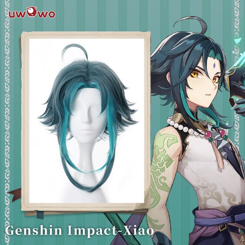 Uwowo Genshin Impact Cosplay Wig Xiao wig Short Light Green Hair
