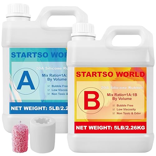 STARTSO WORLD Silicone Mold Making Kit, 10Lb/160Oz Platinum Liquid Silicone Rubber for Mold Making, Fast Cure & Food Safe Silicone Mold Maker, Ideal for Casting Resin Molds/Silicone Molds - Translucent - 10LB