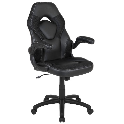 Flash Furniture X10 Gaming Chair Racing Office Ergonomic Computer PC Adjustable Swivel Chair with Flip-Up Arms, Black LeatherSoft