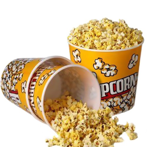 [Novelty Place] Retro Style Plastic Popcorn Containers for Movie Night - 7.25" Tall x 7.25" Top Diameter (6 Pack)