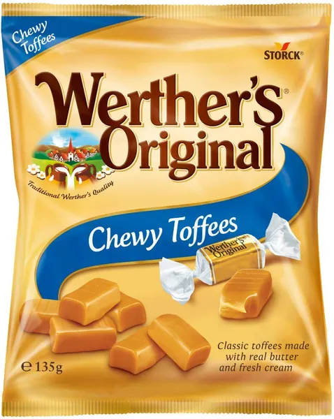 Werther's Original Chewy Toffees Bag, Sweet, Smooth Caramel That is Delightfully Chewy, 135 g