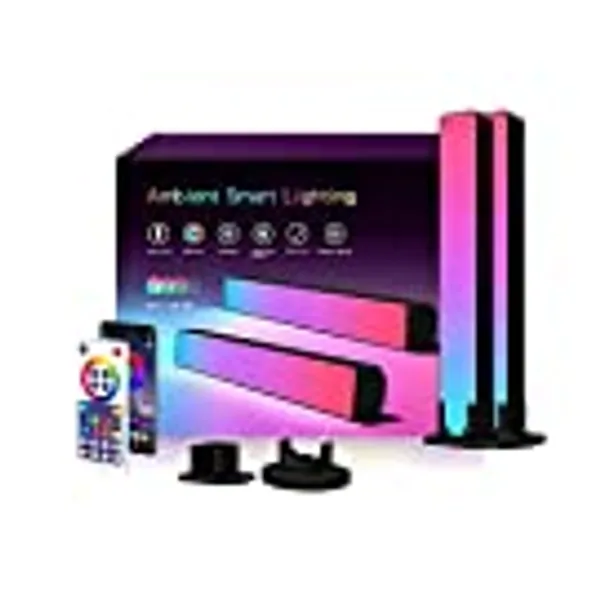 COLBOR RGB LED Light Bars, Mood Lighting for PC Gaming TV Backlight with Music Sync Bluetooth App & Remote Control, Ambient Lights Bedroom Room Decoration Party, LED-Mood-Light-Bar-RGB