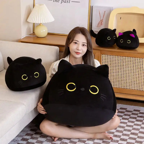 James - Soft Kawaii Black Cat Plush - Black / 55cm
