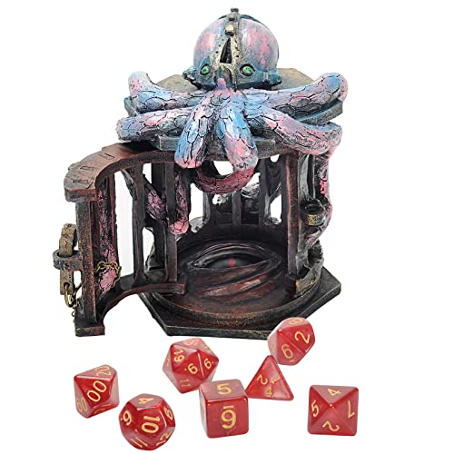 DND Steampunk Octopus Dice Jail Prison with Polyhedral Mystery Dice Set Resin Cage for Taming Your Unruly Dice (Dice Jail E) - Dice Jail E
