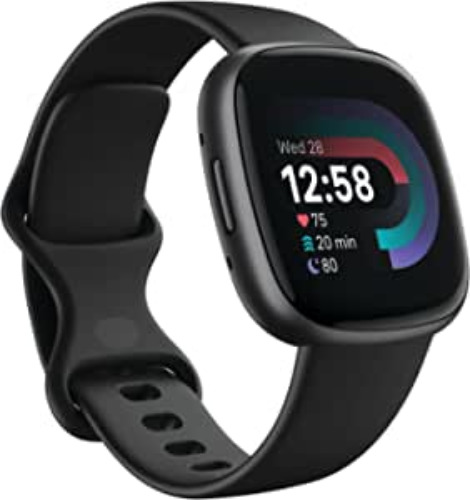 Fitbit Versa 4 Fitness Smartwatch with Daily Readiness, GPS, 24/7 Heart Rate, 40+ Exercise Modes, Sleep Tracking and more, Black/Graphite, One Size (S & L Bands Included) - Black/Graphite