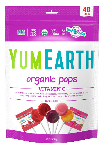 YumEarth Organic Fruit Flavored Vitamin C Pops Variety Pack, 40 Lollipops, Allergy Friendly, Gluten Free, Non-GMO, Vegan, No Artificial Flavors or Dyes
