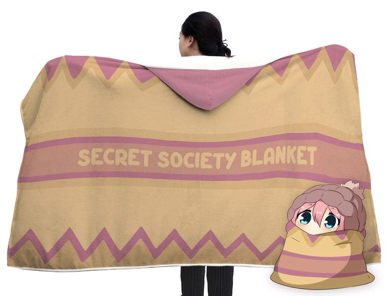 Yuru Camp Hooded Blanket | Secret Society blanket | Nadeshiko Kagamihara laidback camp | laid back anime/manga cosplay