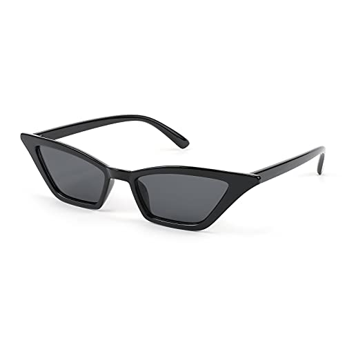 FEISEDY Small Cat Eye Sunglasses Vintage Square Shade Women Eyewear B2291 - Black / Grey Lens - 53 Millimeters