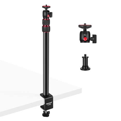 NEEWER Extendable Camera Desk Mount with Ball Head, 17"-40" Adjustable Table Light Stand with 1/4" Screw & C Clamp for DSLR Camera, Ring Light, Live Stream, Vlog, Max Load: 6.6lb/3kg, TL283 (RED) - Red