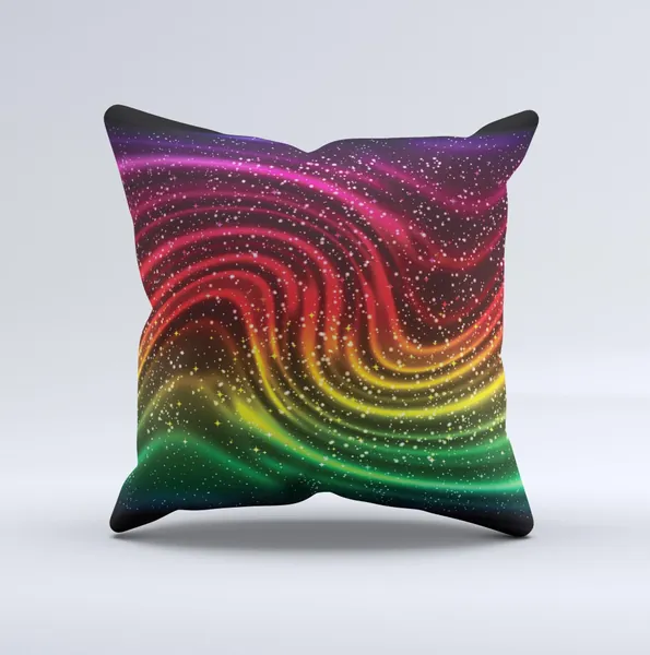 Neon Mixed Color Starry Waves ink-Fuzed Decorative Throw Pillow - 15.5” Pillow Cover & Cushion