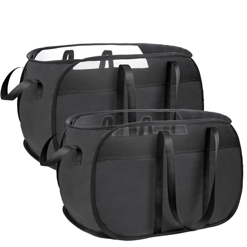 XIAYAN Pop Up Laundry Hamper，with Durable Handles collapsible laundry basket，Easy to Open and Fold for college Dorm,kids room，travel (2 black)… - 2 black