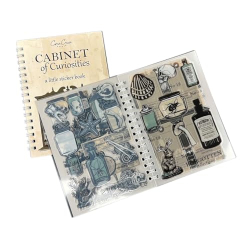 CORACREACRAFTS Sticker Book, Journal Stickers, Sticker Book for Adults, Teens, and Kids, Book of Stickers, 10-Pages Transparent and Washi Sheets Vintage Stickers Crafts (Cabinet of Curiosities) - Cabinet of Curiosities