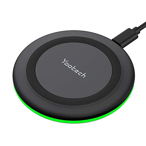 Yootech Wireless Charger,10W Max Fast Wireless Charging Pad Compatible with iPhone 15/15 Plus/15 Pro Max/14/13/SE 2022/12/11/X/8,Samsung Galaxy S22/S21/S20,for AirPods Pro 2(No AC Adapter) - Black/Black