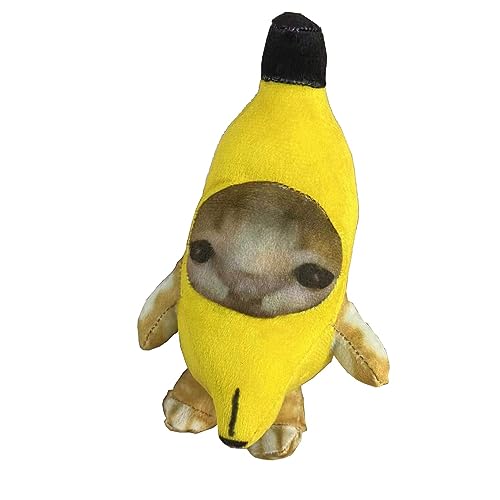 Crying Banana Cat Plush Keychain, Happy Funny Baby Sound Cat Stuffed Animal Ornaments - Happy