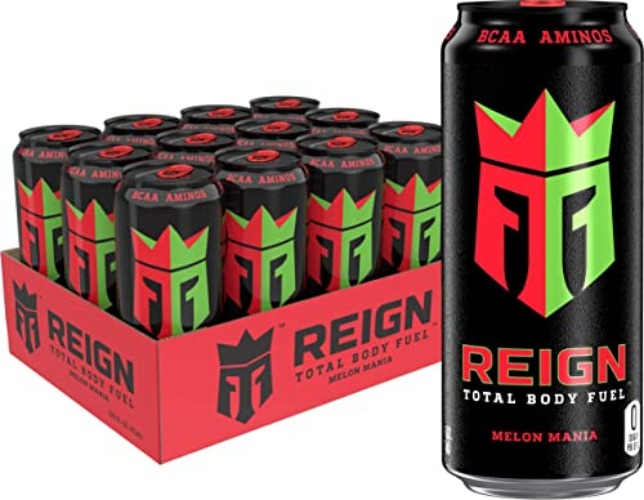 Reign Total Body Fuel, Melon Mania, Fitness & Performance Drink, 16 Fl Oz (Pack of 12) - Melon Mania