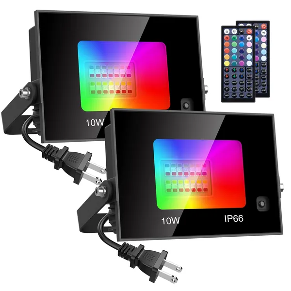 Olafus 15W RGB Flood Light, 4900 DIY Color Uplighting with 44 Key Remote, IP66 Stage Lights, Dimmable Color LED Lights, Floor Lights Uplights for Events Halloween Chirstmas Party Outdoor Indoor Decor - 15.0 Watts