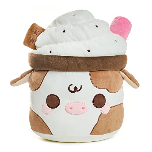 Cuddle Barn PlushGoals - Chocolate Mooshake Super Soft Cute Kawaii Cow Dessert Drink Collectible Stuffed Animal Plush Toy, 10 inches - Chocolate Mooshake