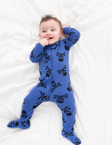Baby Footed Halloween Pajamas - royal-blue-skull / 6-12 Months