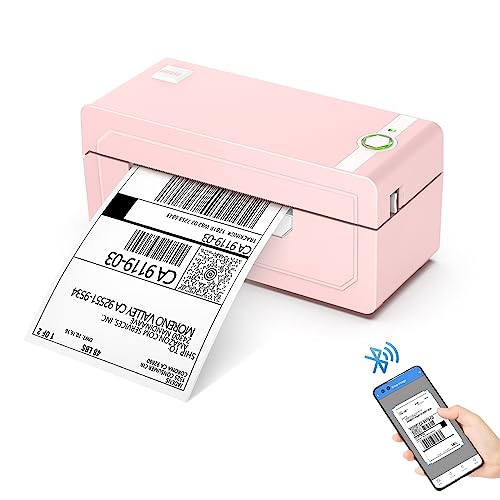 JADENS Bluetooth Thermal Label Printer 4x6, Pink Wireless Shipping Label Printer for Small Business & Packages, Compatible with iOS, Android, Mac, Windows, Amazon, Etsy, Ebay, Shopify - Pink