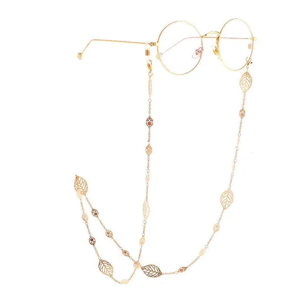 Golden hollow leaf glasses chain / glasses rope