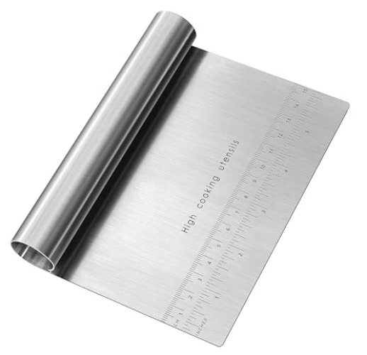 Pro Dough Pastry Scraper/Cutter/Chopper Stainless Steel Mirror Polished with Measuring Scale Multipurpose- Cake, Pizza Cutter - Pastry Bread Separator Scale Knife (1) - 1