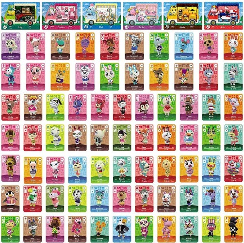 TPLGO 81 Pcs ACNH NFC Tag Mini Game Rare Character Villager Cards for Animal Crossing New Horizons Amiibo Cards, Game Cards Series 1-4 for Switch/Switch Lite/Wii U/New 3DS with Storage Case