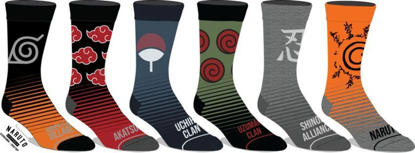 Naruto Shippuden Collection Icons 6-Pair Casual Crew Socks