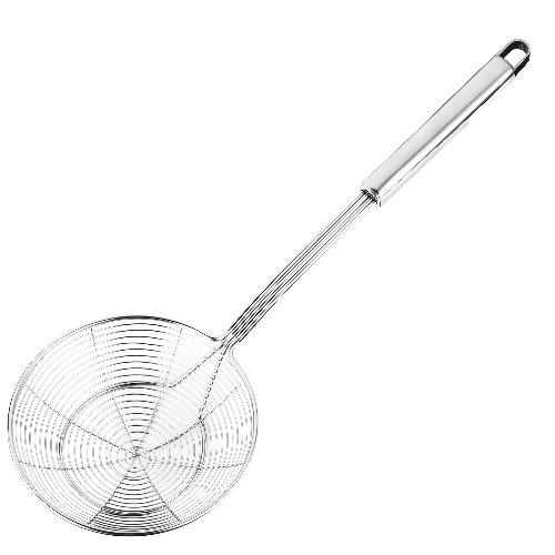 Hiware Solid Stainless Steel Spider Strainer Skimmer Ladle for Cooking and Frying, Kitchen Utensils Wire Strainer Pasta Strainer Spoon, 5.4 Inch - 5.4-Inch