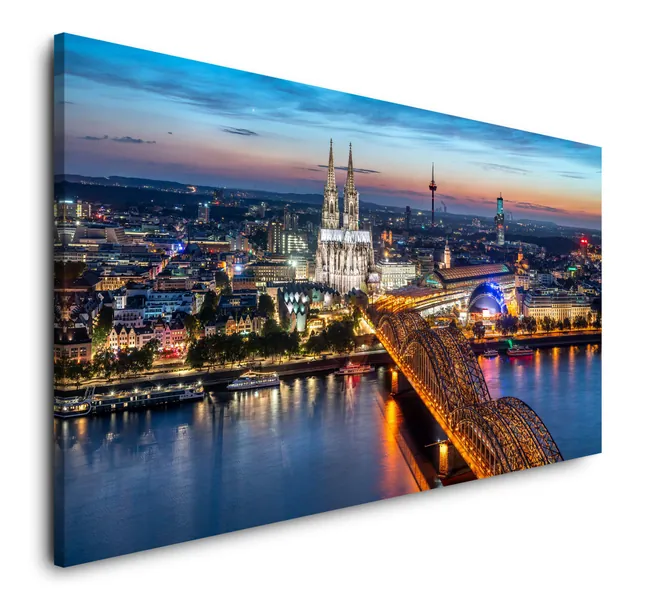 Paul Sinus Art Köln Skyline 120x 60cm Panorama Leinwand Bild XXL Format Wandbilder Wohnzimmer Wohnung Deko Kunstdrucke