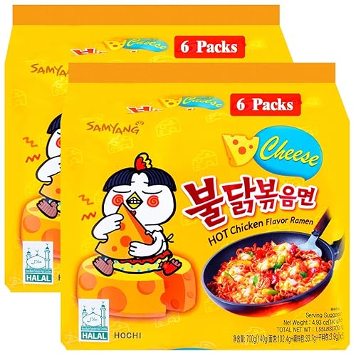 WaNaHong Hot Chicken Flavor Noodle Box (Pack of 12) (Cheese) - Cheese (12 Packs)