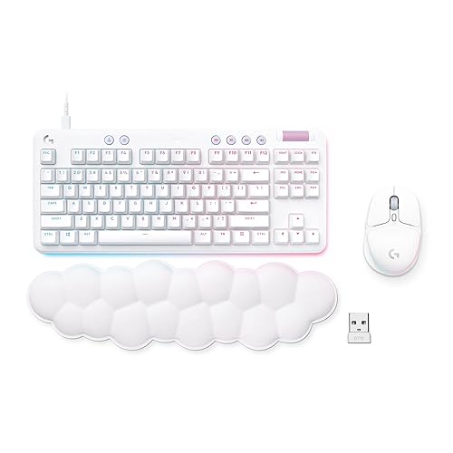 Logitech G713 Wired Mechanical Gaming Keyboard Tactile + G705 Wireless Gaming Mouse Bundle - White Mist - Wired - Tactile - Keyboard + Mouse