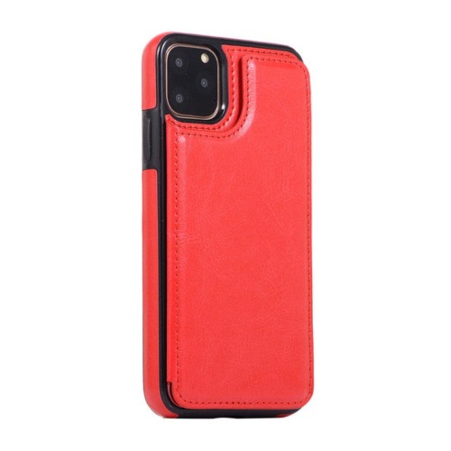 Casual Retro Theme Vegan Leather Flip Wallet Case for iPhone 11 to 15 - Red / For iPhone 12 or 12Pro