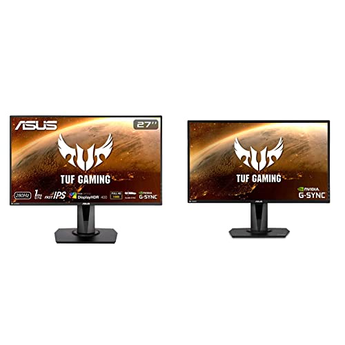 ASUS TUF Gaming 27-inch HDR Gaming Monitor Bundle with VG279QM (1080P) and VG27AQ (2K) Models - 27" Fast IPS 1ms 280Hz G-SYNC Height Adjust - HDR Monitor + Gaming Monitor