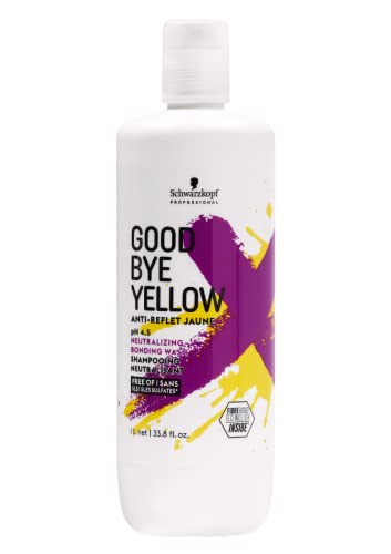 Schwarzkopf Goodbye Yellow Neutralizing Shampoo - Purple Shampoo for Blonde Hair - Colour Toner Eliminates Brassy Yellow Tones for Blonde or Bleached Hair - Paraben & Sulphate - 1 l (Pack of 1)