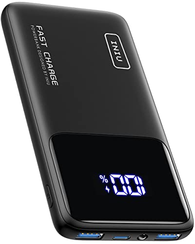 INIU Power Bank, 10000mAh Slimmest USB C Portable Charger, 22.5W Fast Charging PD3.0 QC4.0 Phone Battery Pack Compatible with iPhone 15 14 13 12 11 X Pro Samsung S22 S20 Google LG iPad Switch and More - black