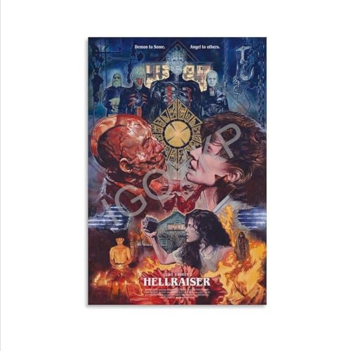 Hellraiser Horror Fantasy Movie Poster British Supernatural Body Horror Poster Wall Art Poster (1) Canvas Poster Bedroom Decor Office Room Decor Gift Unframe-style 24x36inch(60x90cm) - 24x36inch(60x90cm) - Unframe-style