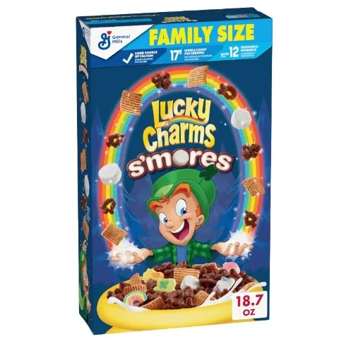 Lucky Charms S’mores Cereal with Marshmallows, With Leprechaun Trap, Made With Whole Grain, Family Size, 18.7 OZ