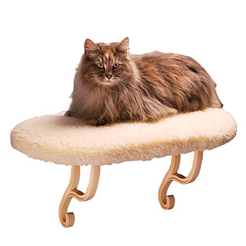 K&H Pet Products Kitty Sill Window Sill Cat Perch, Cat Window Perch for Large Cats, Cat Window Seat, Cat Shelf for Window Sill, Window Cat Bed, Cat Perch w/ Washable Cover – Fleece Unheated - Fleece - Unheated