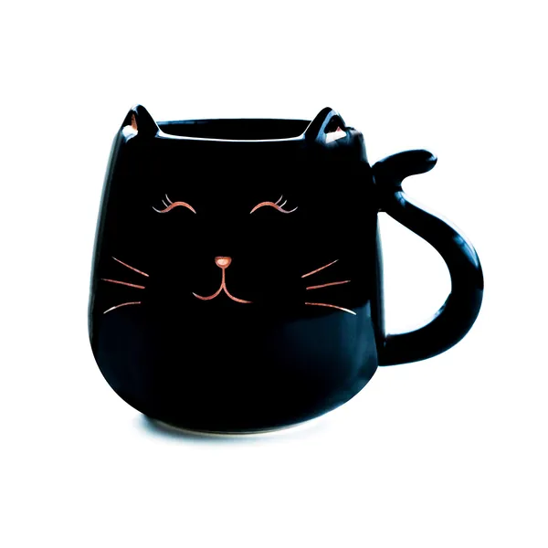 Skafil Ceramic Cat Coffee Mug Cute Novelty Mug Cup Tea Cup 17 oz Great Gift for Birthday, Christmas, Housewarming, Halloween, Room Decor, Bar, Holiday Party (Black)