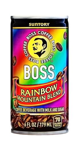 BOSS Coffee by Suntory – Rainbow Mountain Blend Japanese Flash Brew Coffee, 6oz 12 Pack, Imported from Japan, Espresso Doubleshot, Ready to Drink, Contains Milk, No Gluten