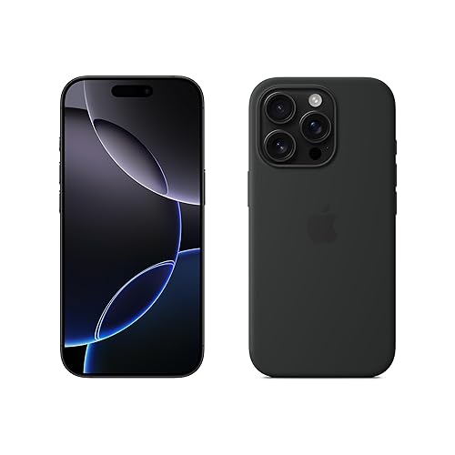 Apple iPhone 16 Pro 128 GB - Titan Schwarz + Silikon Case mit MagSafe – Schwarz - Titan Schwarz - 128 GB - +Schwarzes Case