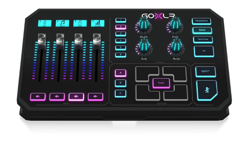 TC Helicon GoXLR Revolutionäre Online-Broadcaster-Plattform mit 4-Kanal-Mischpult, motorisierten Fadern, Soundboard und Vocal-Effekten - GoXLR