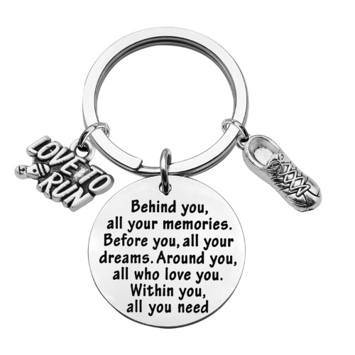 FEELMEM Marathon Runner Gifts Running Keychain Cross Country Track Marathon Jewelry Runner Running Gift