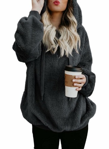 Dokotoo Womens 2022 Fashion Fuzzy Warm Casual Loose Hooded Sweatshirt Hoodies with Pockets Outerwear S-XXL - Large A Deep Grey