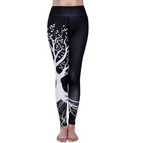 FITTOO Hight Waisted Printed Leggings Sexy Gym Fitness Yoga Pants for Women - #3 Dark Blue Large