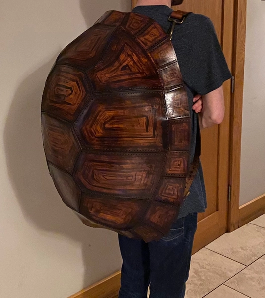 XL Extra large leather turtle tortoise backpack bag purse