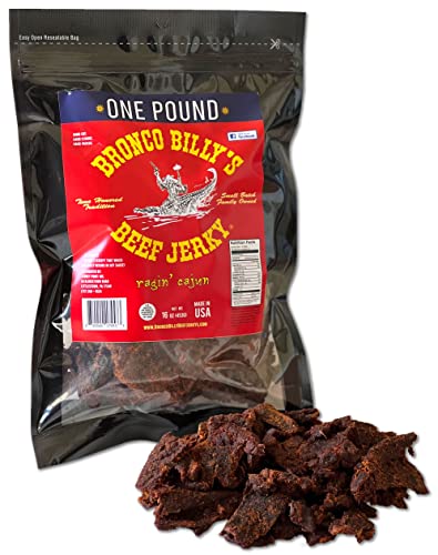 Bronco Billy's Beef Jerky Ragin' Cajun One Pound Resealable Bag - Ragin' Cajun - 1.00 Pound (Pack of 1)