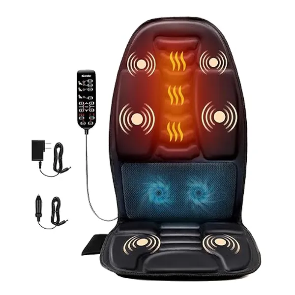 Back Massage Seat Cushion, Unique Cooling & Heating Function to Relief Fatigue and Muscle Tension, Full Back Vibration Massager for Home or Office Chair Use