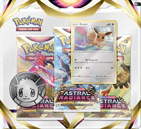 Pokémon TCG: Sword & Shield – Astral Radiance Triple Pack & Eevee Foil Promo Card - Astral Radiance - Eevee