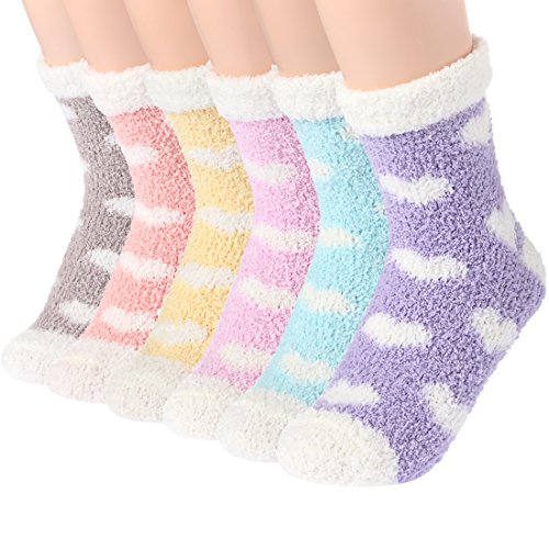 Fluffy Socks for Women and Girls - Soft Fuzzy Comfy Winter Warm Thicken Cozy Home Slipper Bed Socks Heart Pattern for Ladies
